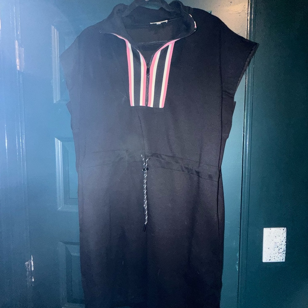 Entro Black Dress with Pink and White Stripes